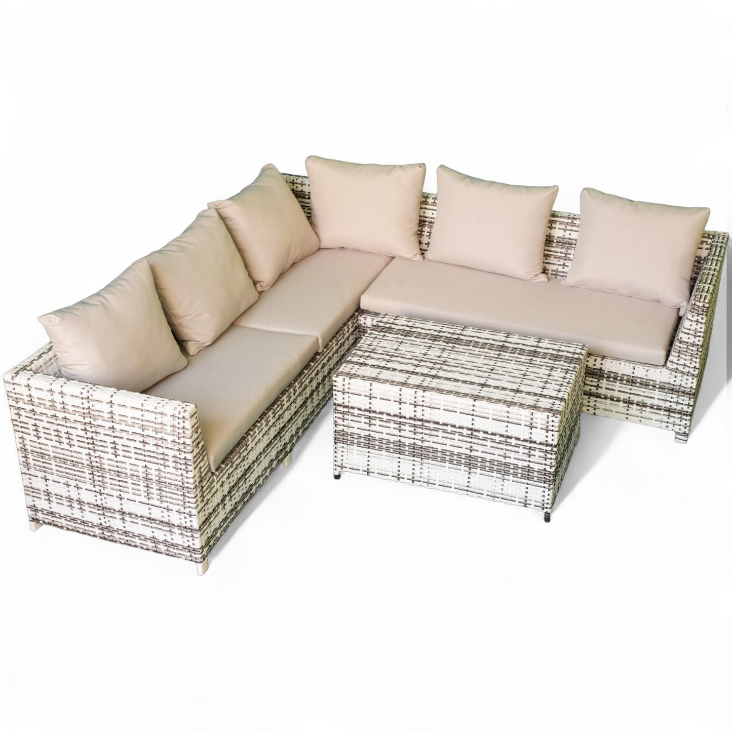 Leo Corner Set – L-Shaped Elegance in Black & White Rattan
