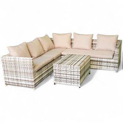 Leo Corner Set – L-Shaped Elegance in Black & White Rattan