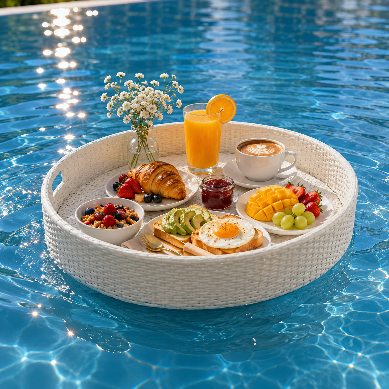 Poolside Perfection – Elegant Round Floating Tray (Aluminum)