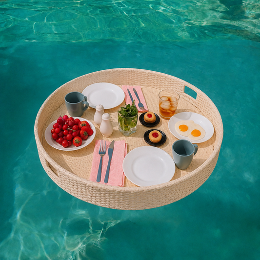 Poolside Perfection – Elegant Round Floating Tray (Aluminum)
