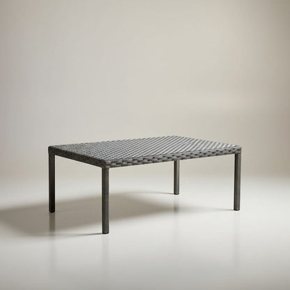Gardenia Furniture Elite Table, dark brown synthetic rattan with a woven pattern, metal frame, rectangular outdoor coffee table.