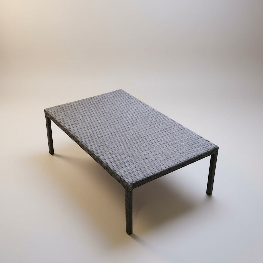 Gardenia Furniture Gardenia Elite rectangular coffee table with grey synthetic rattan weave and dark metal legs.