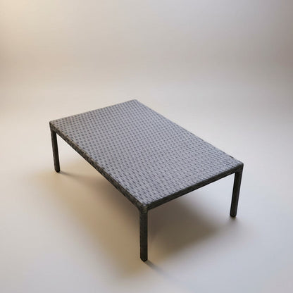 Gardenia Furniture Gardenia Elite rectangular coffee table with grey synthetic rattan weave and dark metal legs.
