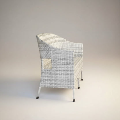 Gardenia Furniture grey and white woven rattan 2-seater outdoor sofa with steel frame, ideal for gardens or balconies.